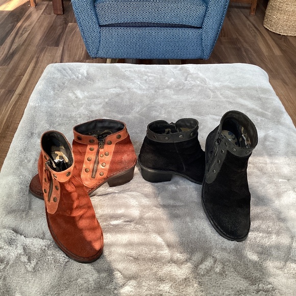 Fly London leather ankle boots 2 pair bundle one black and one rust size 36 - Picture 1 of 11